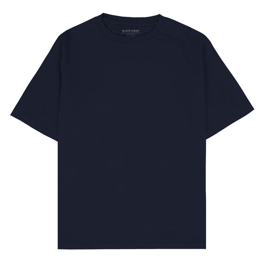 Navy Blue Plain Oversized T-shirt