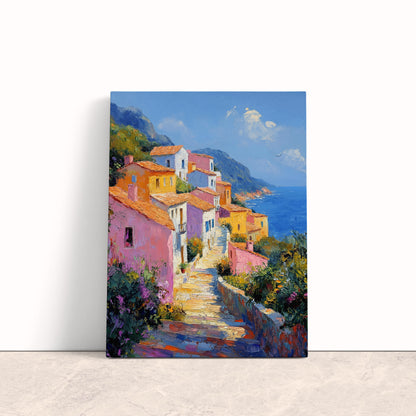 Sunlit Mediterranean Village Canvas Print