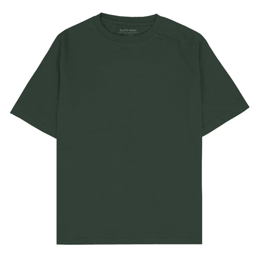 Olive Green Plain Oversized T-shirt