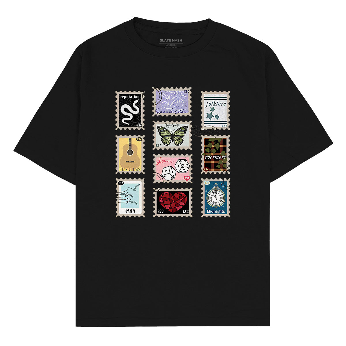 Taylor album stamps Oversized T-shirt – SLATE HASH
