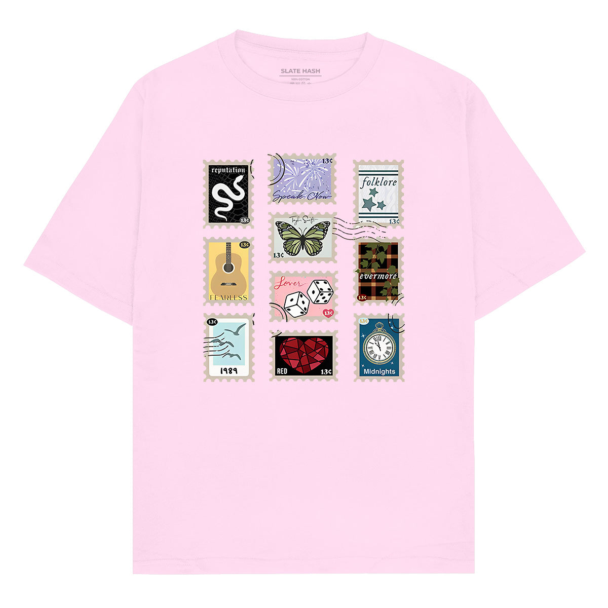 Taylor album stamps Oversized T-shirt – SLATE HASH