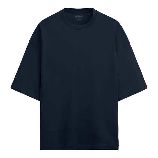 Navy Blue Terry Cotton Oversized T-shirt (280 GSM)