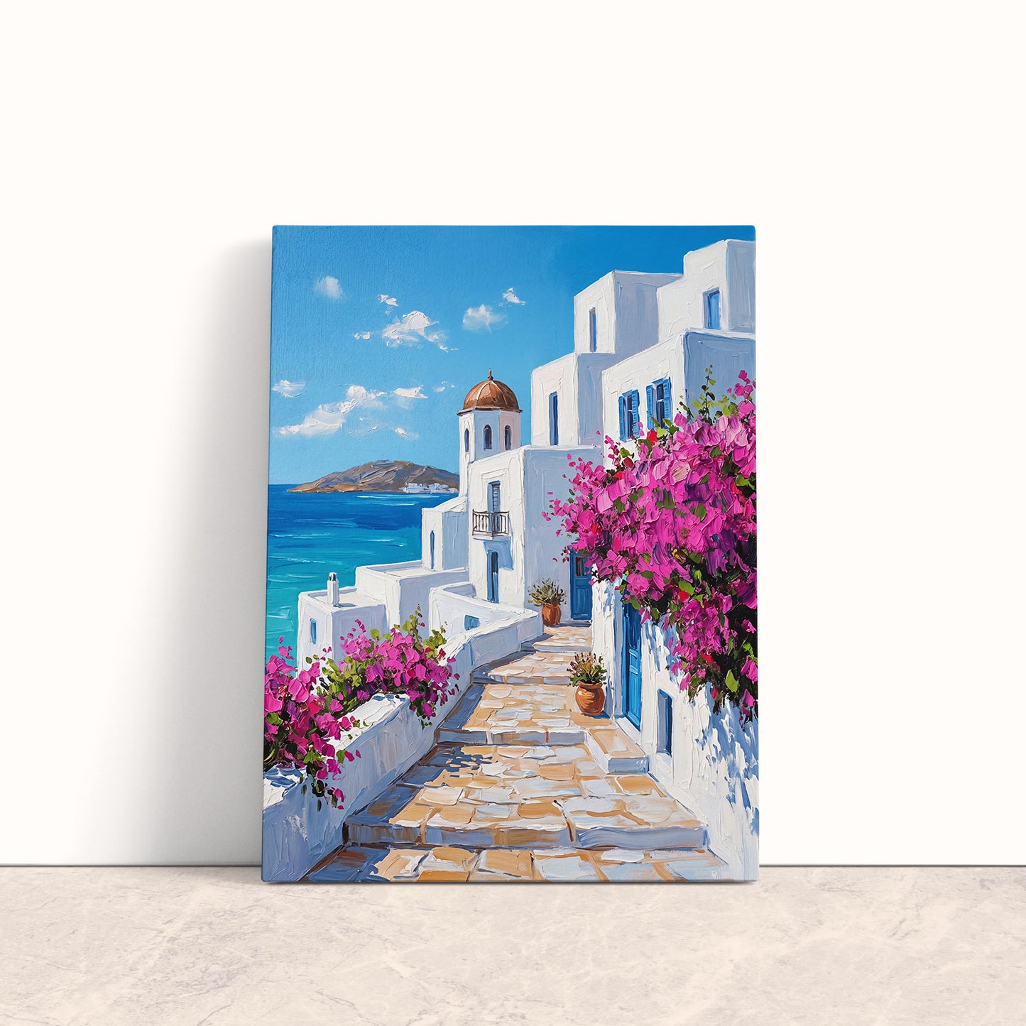 Santorini Bloom Canvas Print
