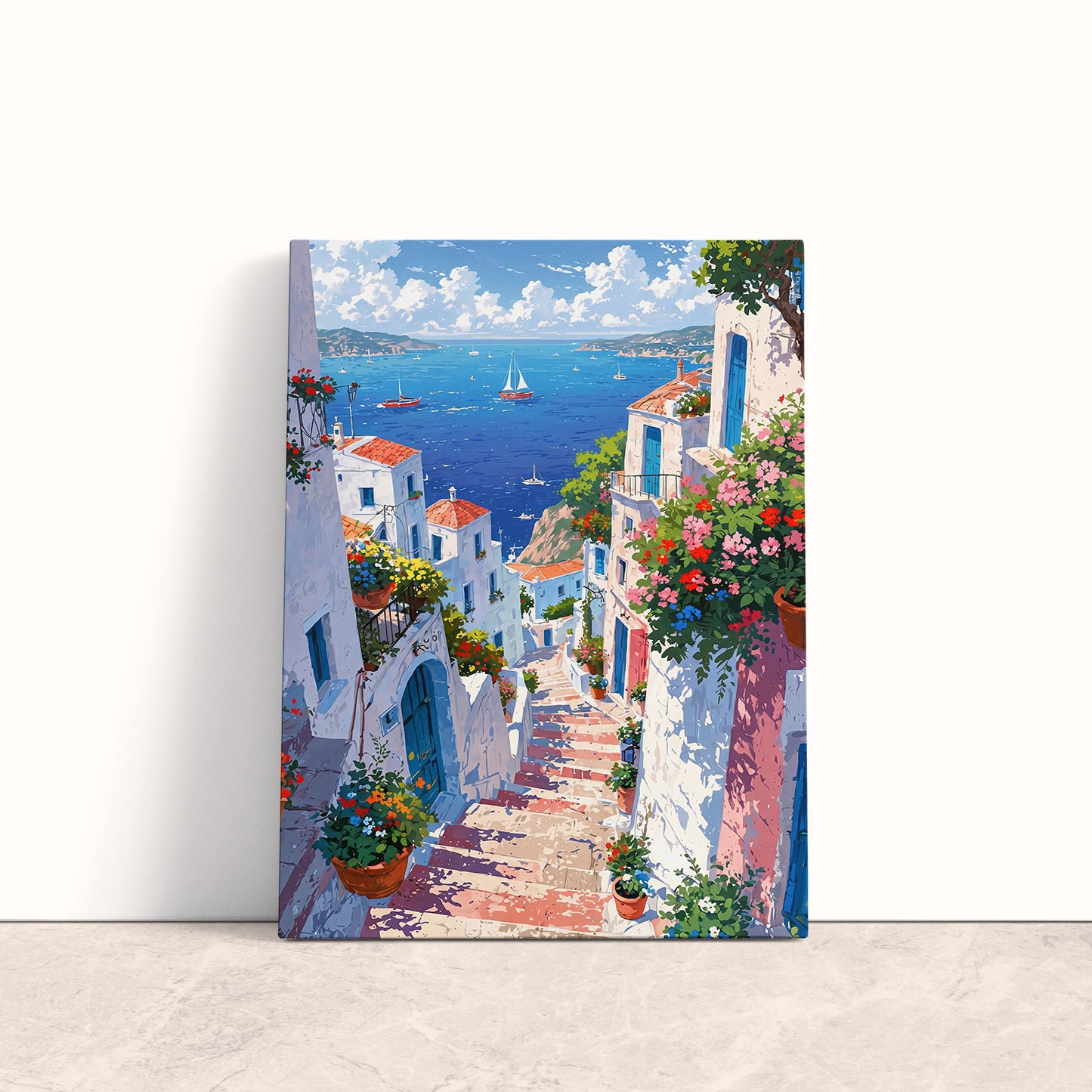 Coastal Village Escape Canvas Print