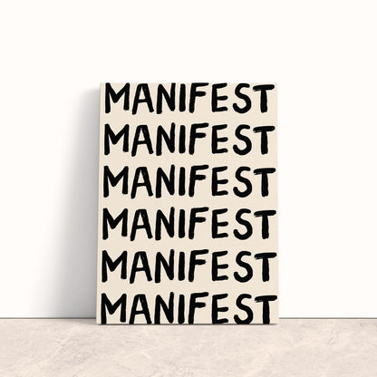 Manifest Typography Canvas Print