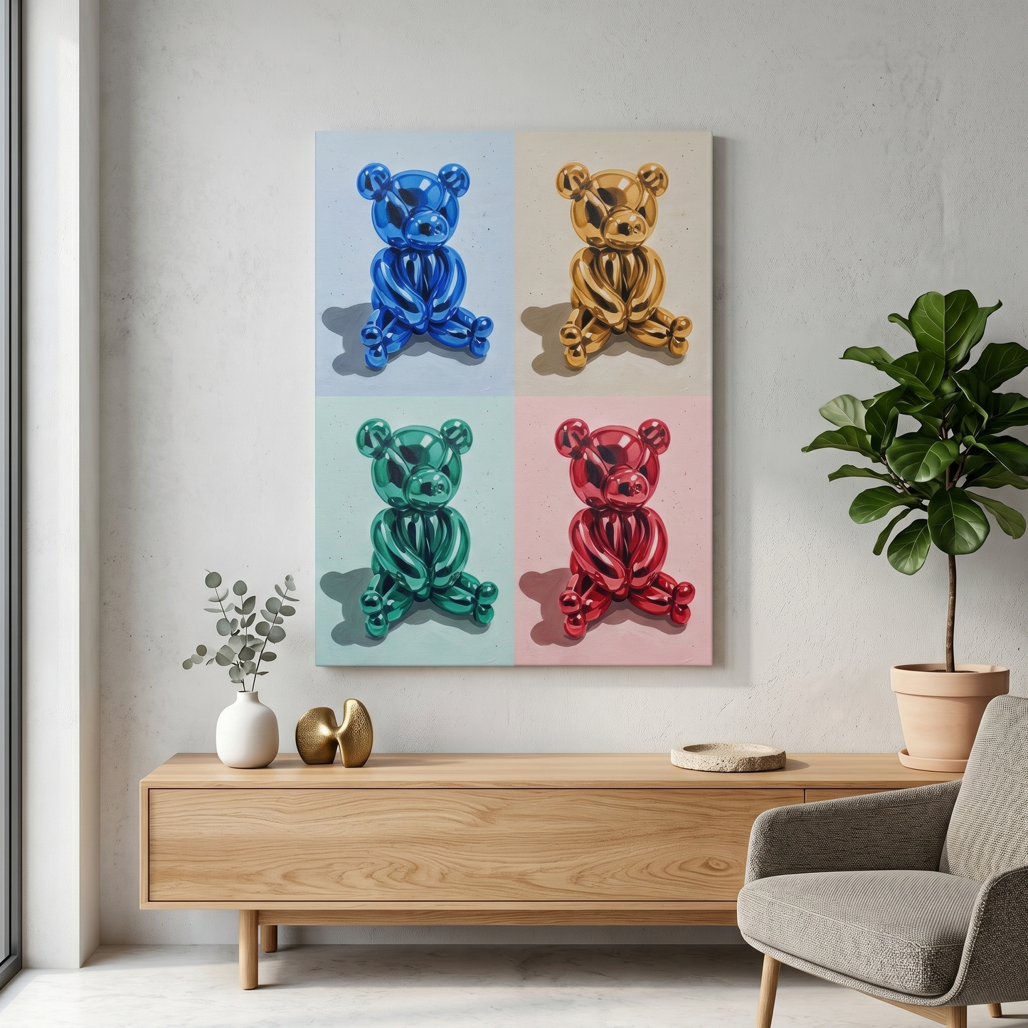 Pop Balloon Bear Canvas Print