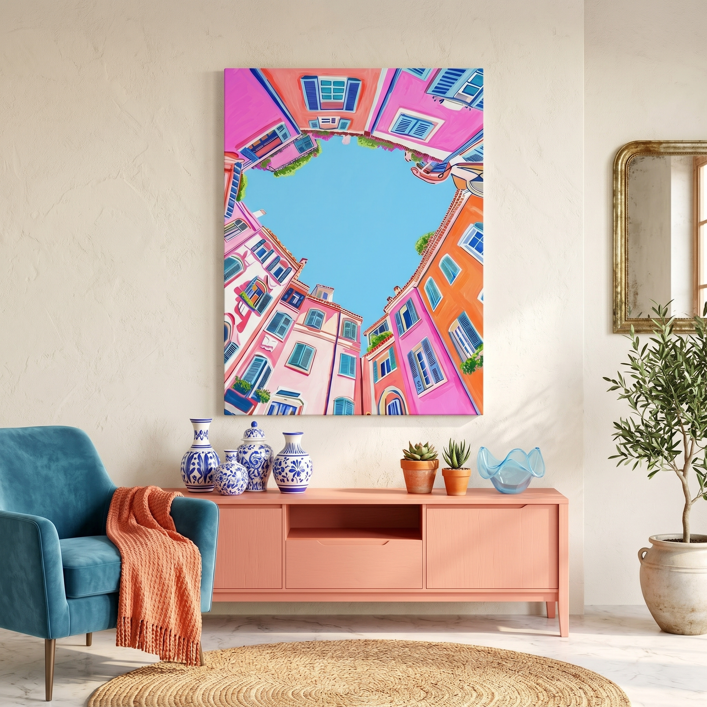 Pastel Sky Courtyard Canvas Print