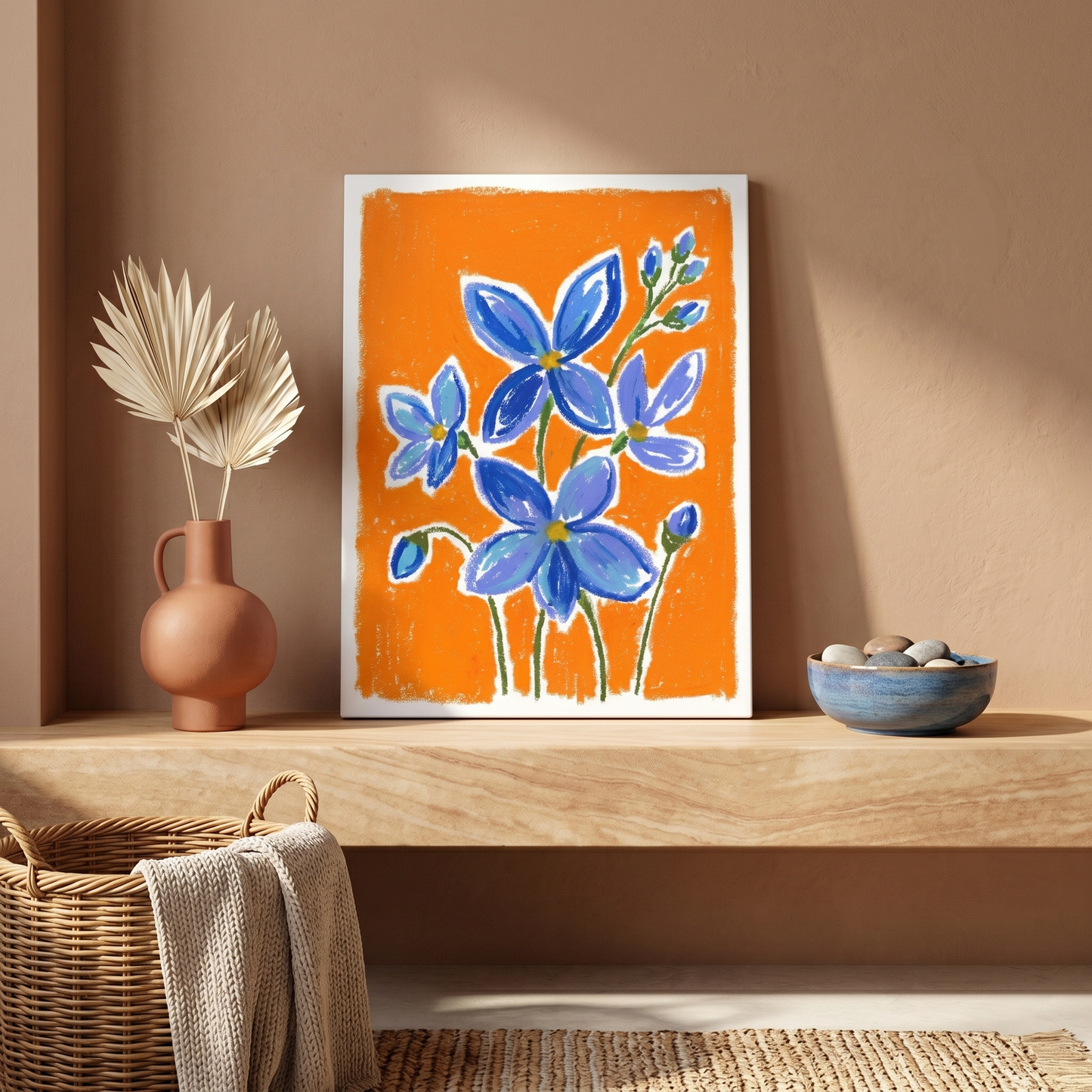 Blue Bloom on Sunset Canvas Print
