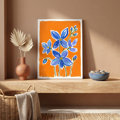 Blue Bloom on Sunset Canvas Print
