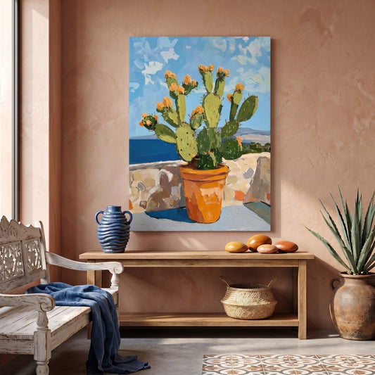 Coastal Cactus Bloom Canvas Print