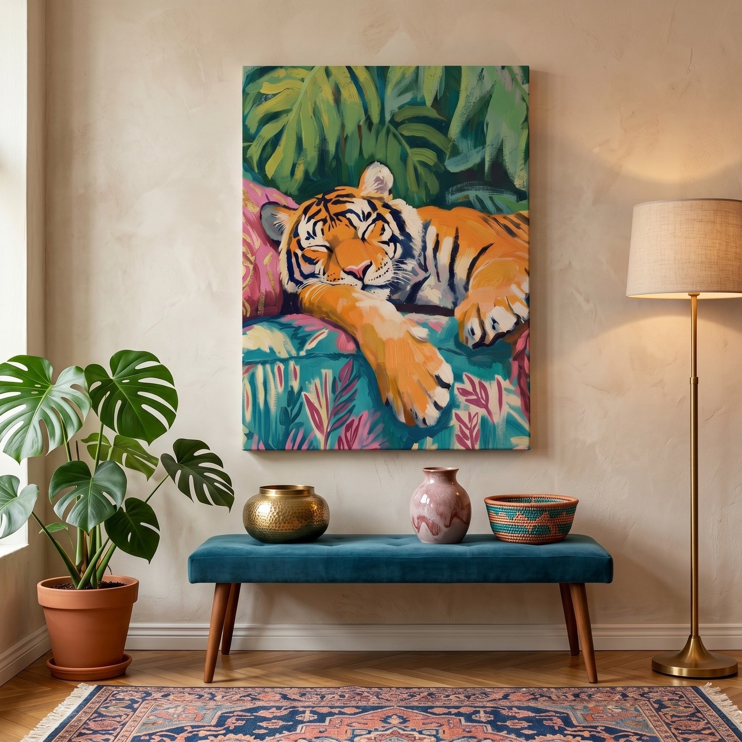 Tropical Slumber Tiger Canvas Print