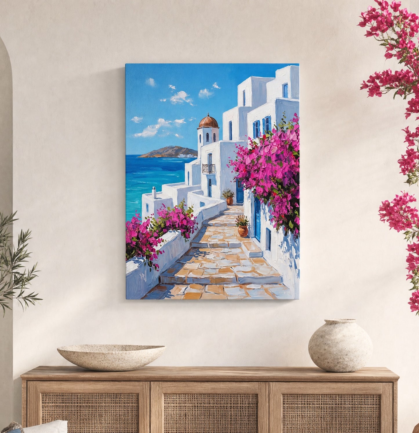 Santorini Bloom Canvas Print