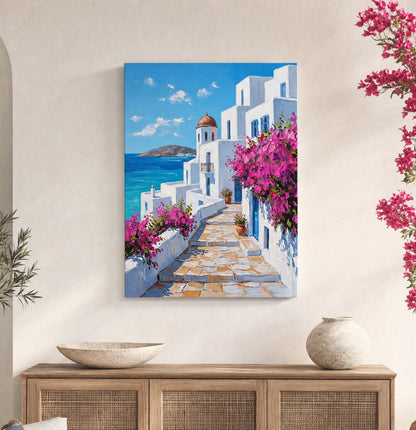 Santorini Bloom Canvas Print