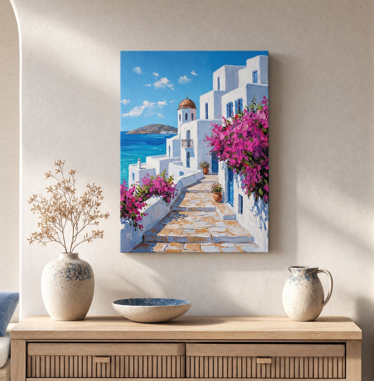 Santorini Bloom Canvas Print