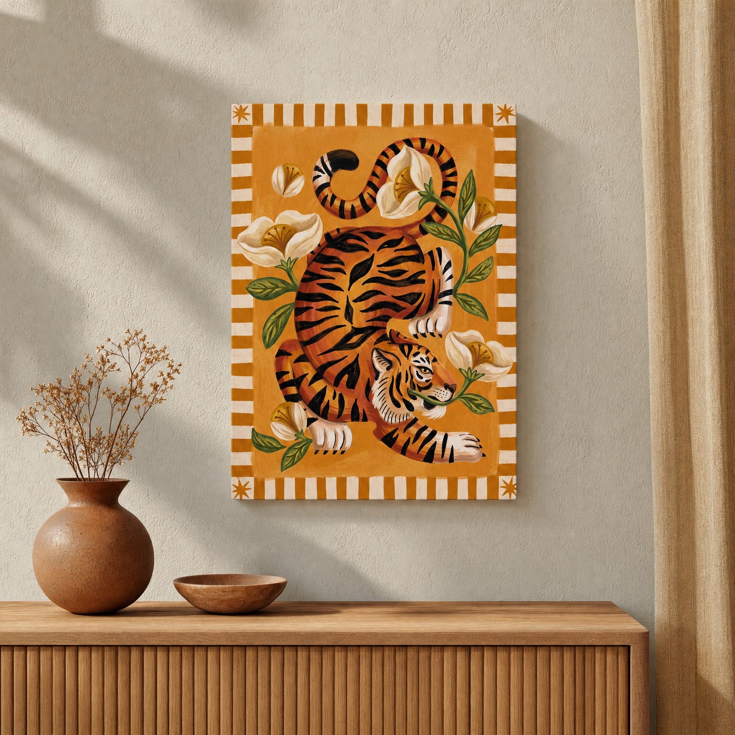 Tiger & Magnolia Canvas Print