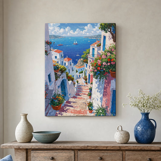 Coastal Village Escape Canvas Print