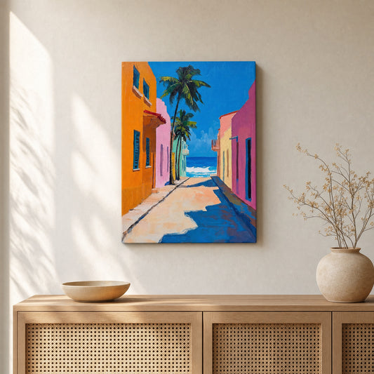 Tropical Coastal Street Canvas Print