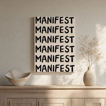 Manifest Typography Canvas Print