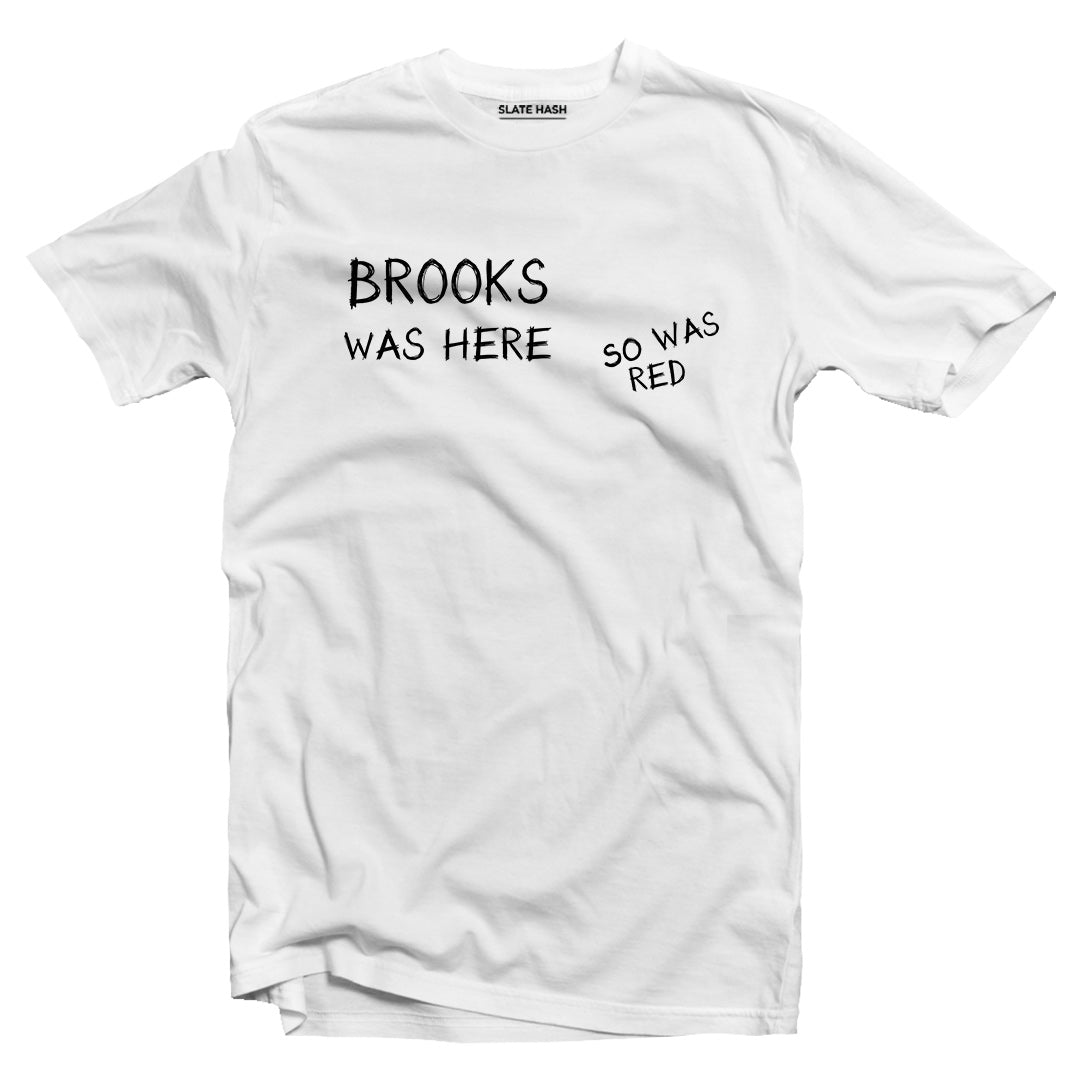 Brooks was here so was red T-shirt