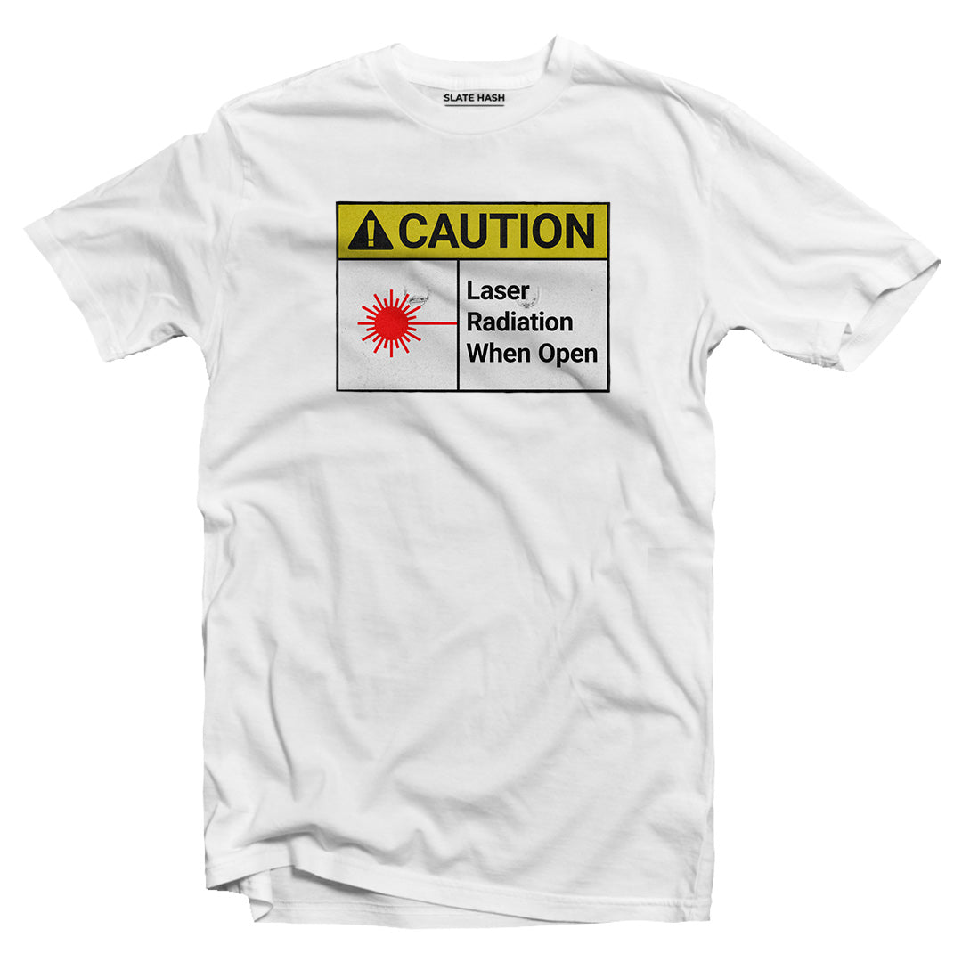 Laser Radiation when open sticker T-shirt