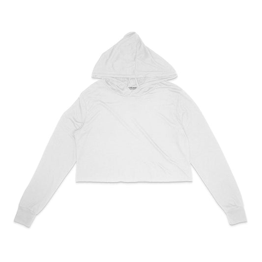 White Plain Crop Hoodie