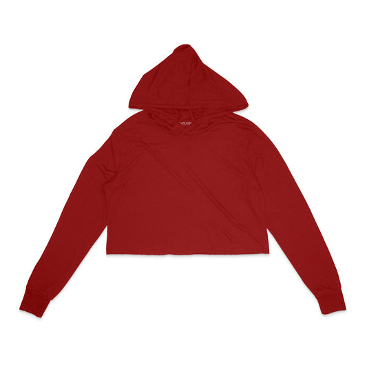 Red Plain Crop Hoodie