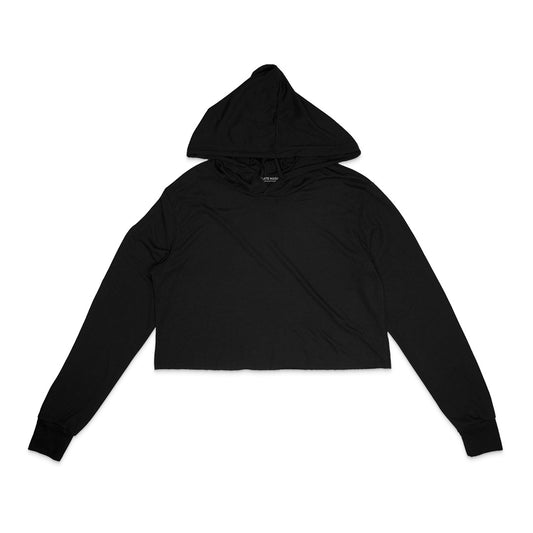 Black Plain Crop Hoodie