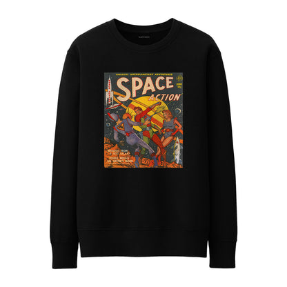 Space Action Vintage Comic Sweatshirt