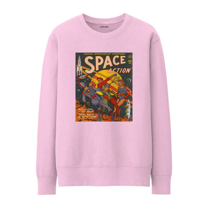 Space Action Vintage Comic Sweatshirt