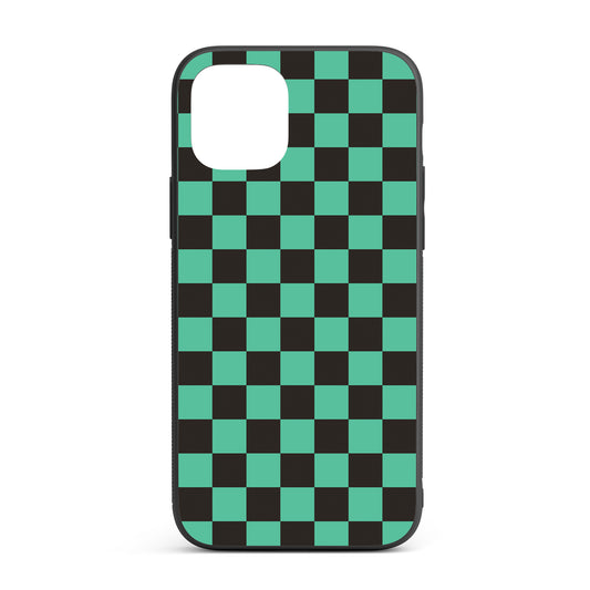 Green Checkers iPhone glass case