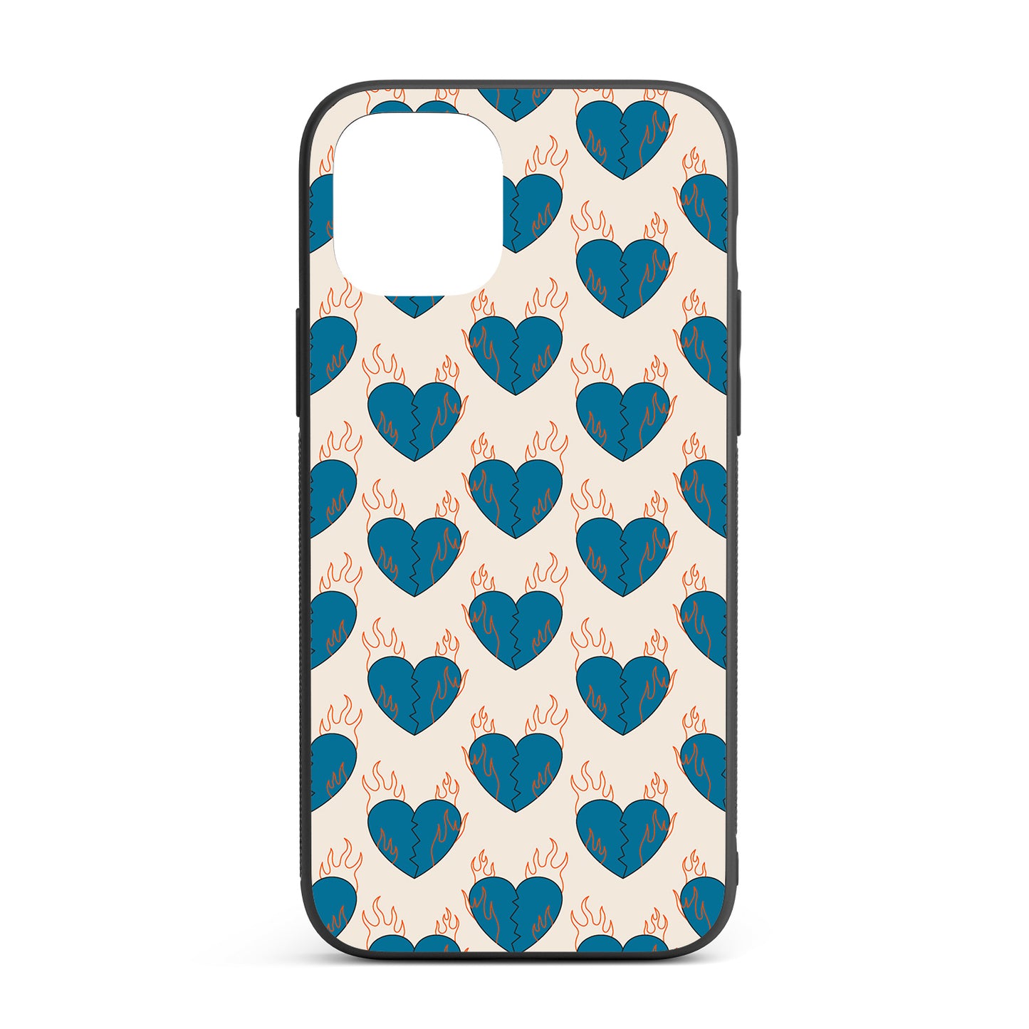 Flaming Broken Heart iPhone glass case