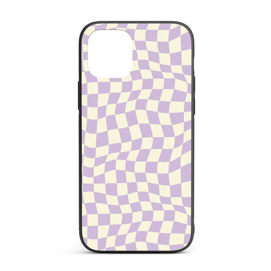 Lavender Crazy Checkers iPhone glass case