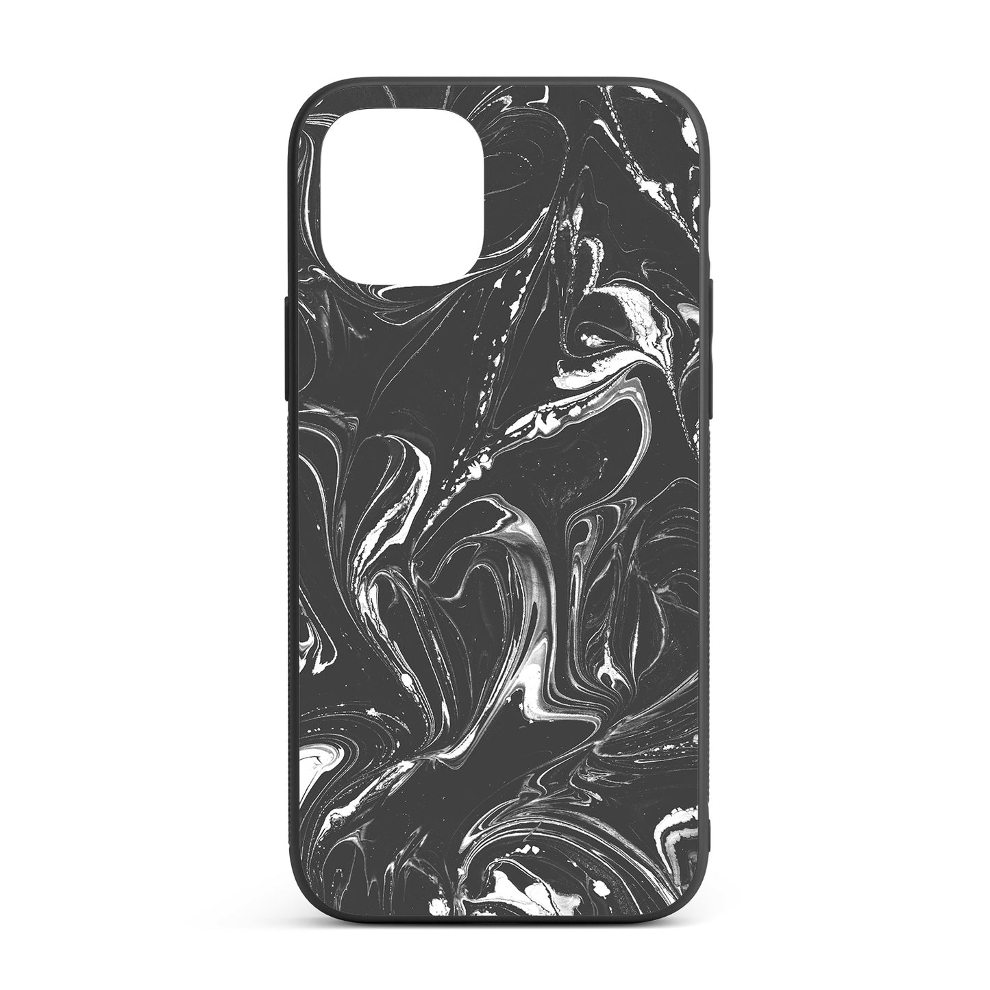 Grey & White liquid paint pattern iPhone glass case