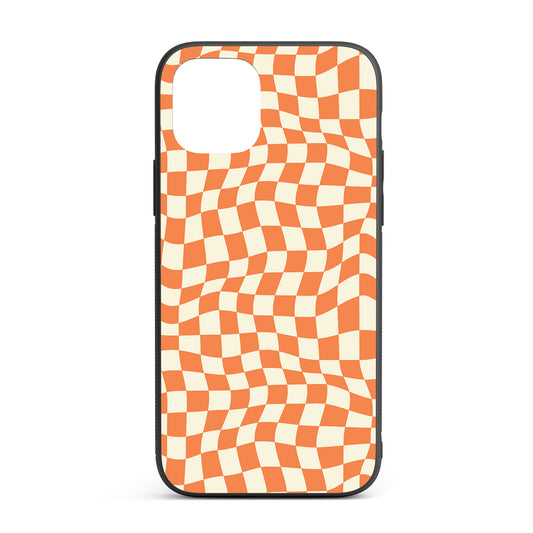 Orange Peel Crazy Checkers iPhone glass case