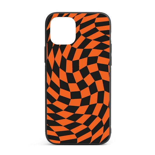 Orange Crazy Checkers iPhone glass case