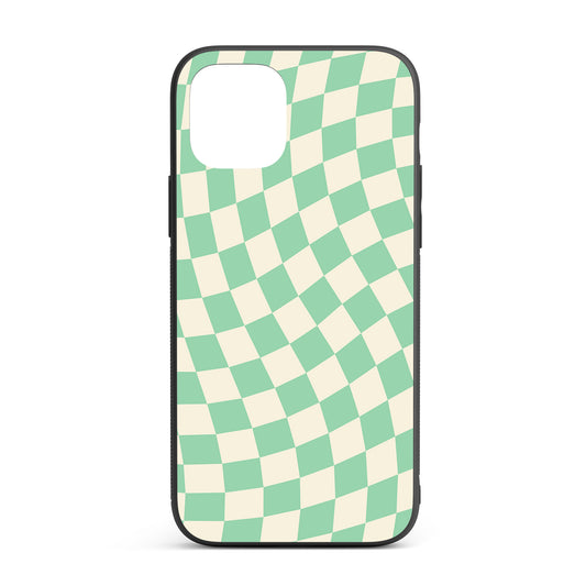 Pistachio Checkers iPhone glass case