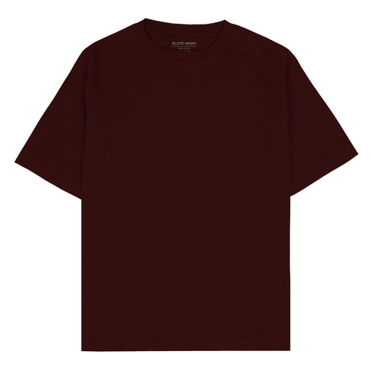 Maroon Plain Oversized T-shirt