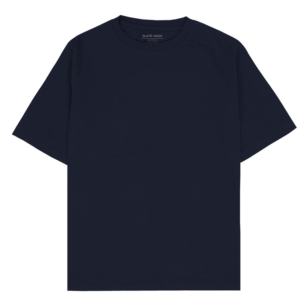 Navy Blue Plain Oversized T-shirt – SLATE HASH