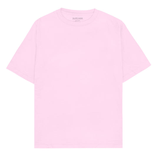 Light Baby Pink Plain Oversized T-shirt